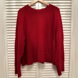 Everlane Cashmere Boxy Crew Sweater in Berry Red